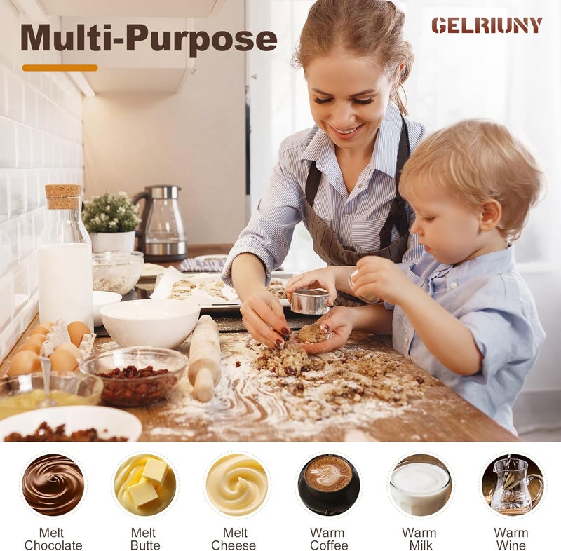 GELRIUNY آلة ذوبان الشوكولاتة 2026 المحدثة، وعاء ذوبان الشوكولاتة سعة 1 لتر مع أدوات غمس الحلوى، آلة تلطيف الشوكولاتة الكهربائية لصنع الشوكولاتة والحلويات والزبدة وتسخين القهوة والحليب والنبيذ (40 واط، 110 فولت) - Image 2